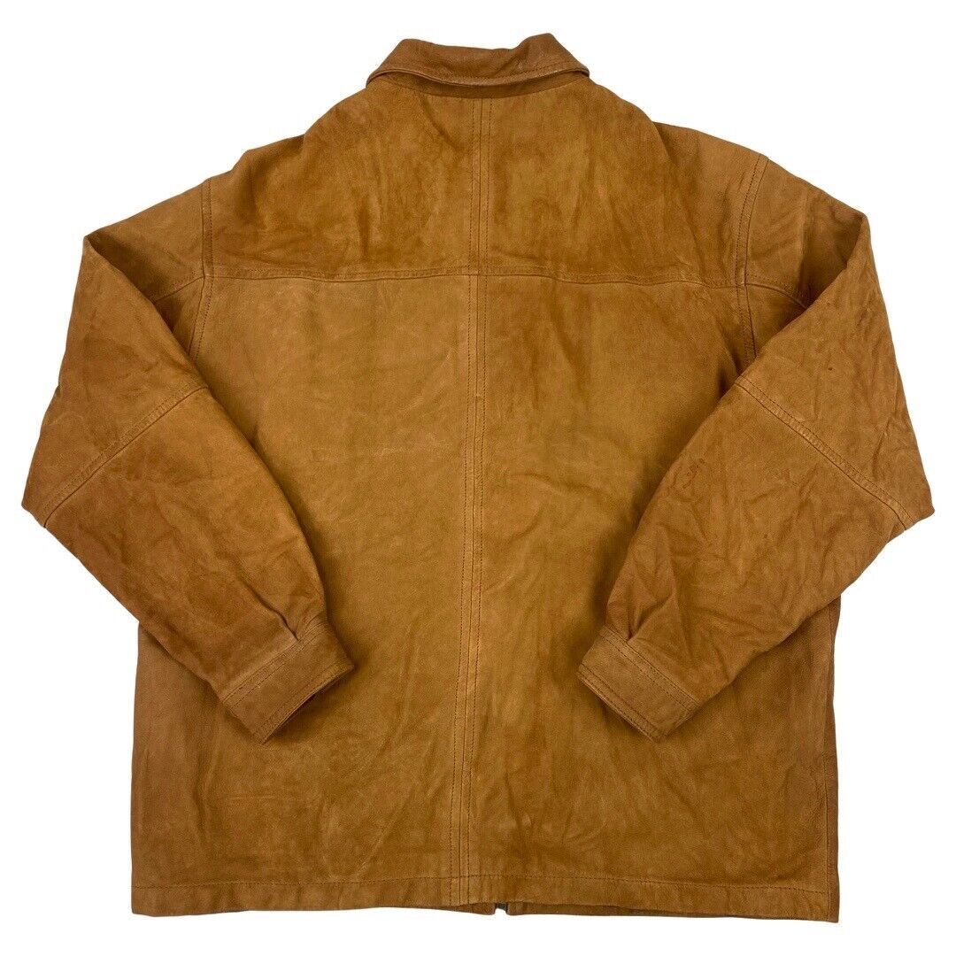 Vintage 90s Orange Brown Suede Zip Down Camel Collection Embroidered Jacket XL