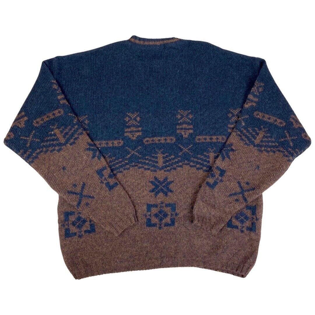 Vintage 90s Blue Brown Woolrich Made in USA Knit Jumper XL