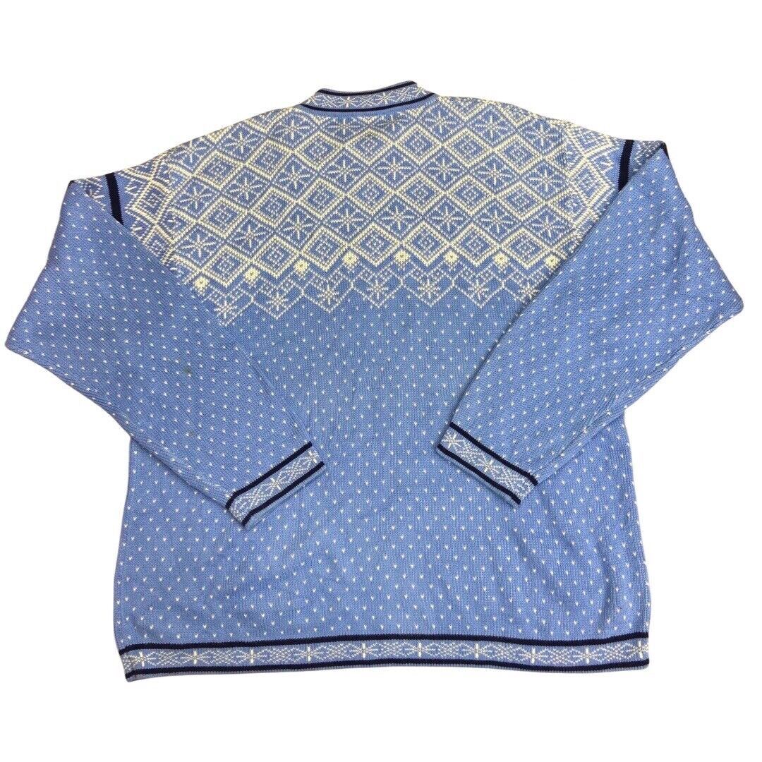 Vintage 90s Blue White Scandinavian Style 1/4 Zip Knit Jumper XXXL