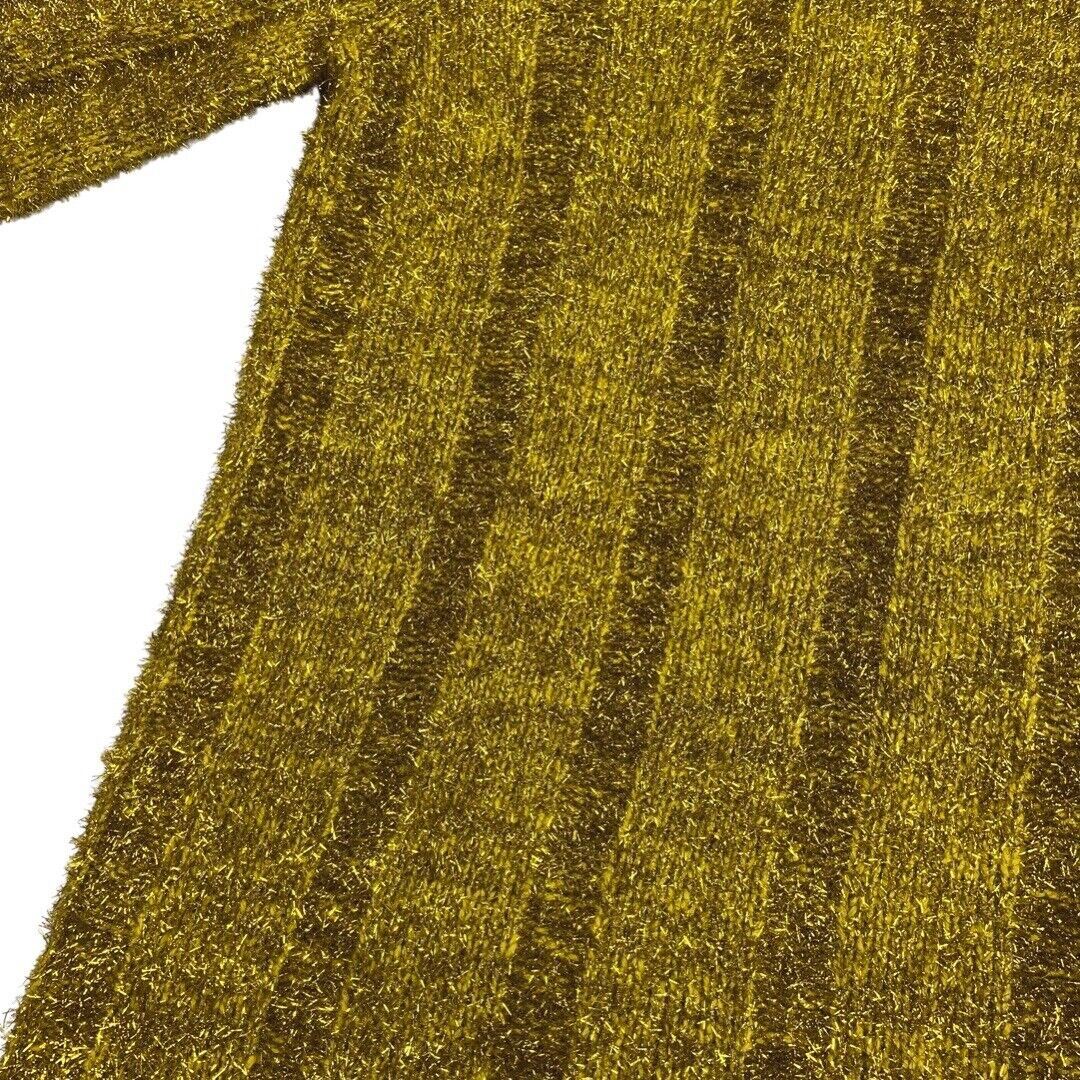 VTG 80s 90s Gold Glitter Roll Neck Disco Tinsel oversize Jumper 14 16 18 20 22
