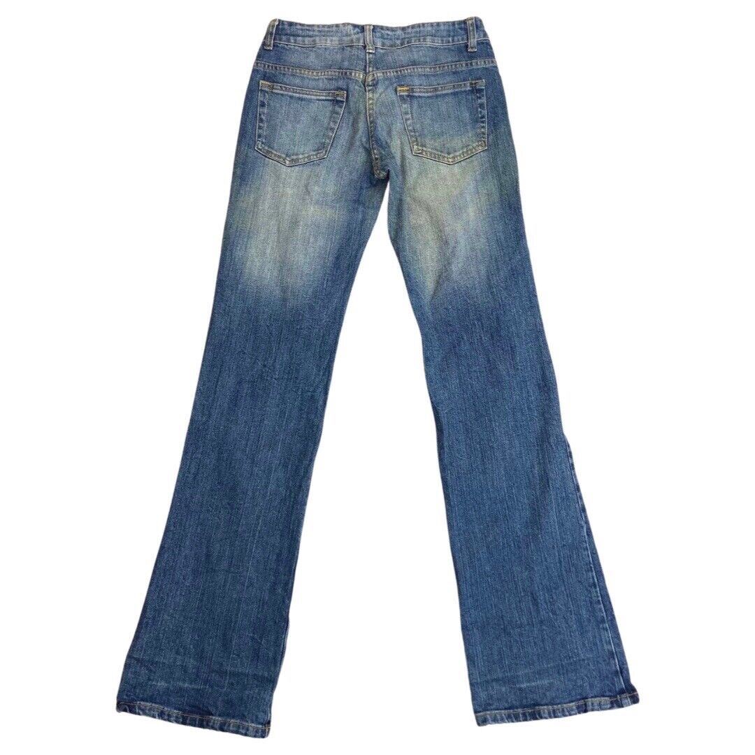 Vintage 90s Y2K Blue Denim Embellished Mid Rise Bootcut Jeans 8 10 S