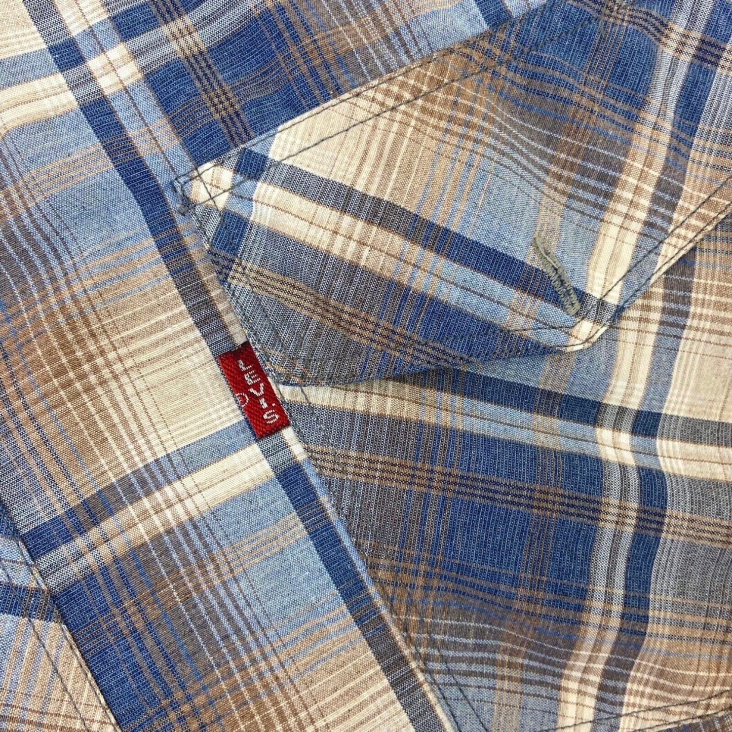 Vintage 70s Style Big E Levi’s Plaid Button Down Western Shirt L