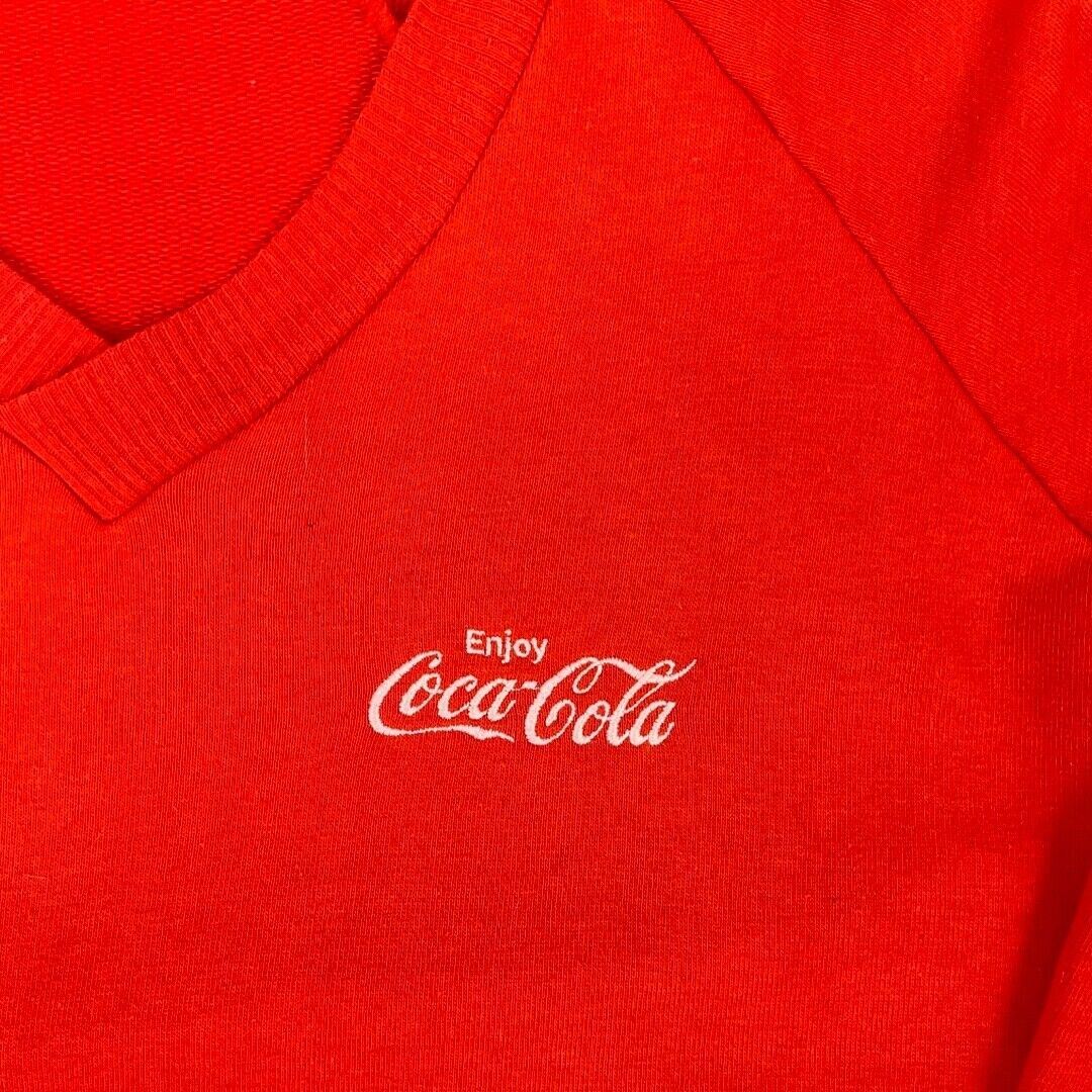 Vintage 90s Red Embroidered Coca Cola Coke Jersey Knit Sweater Jumper M L