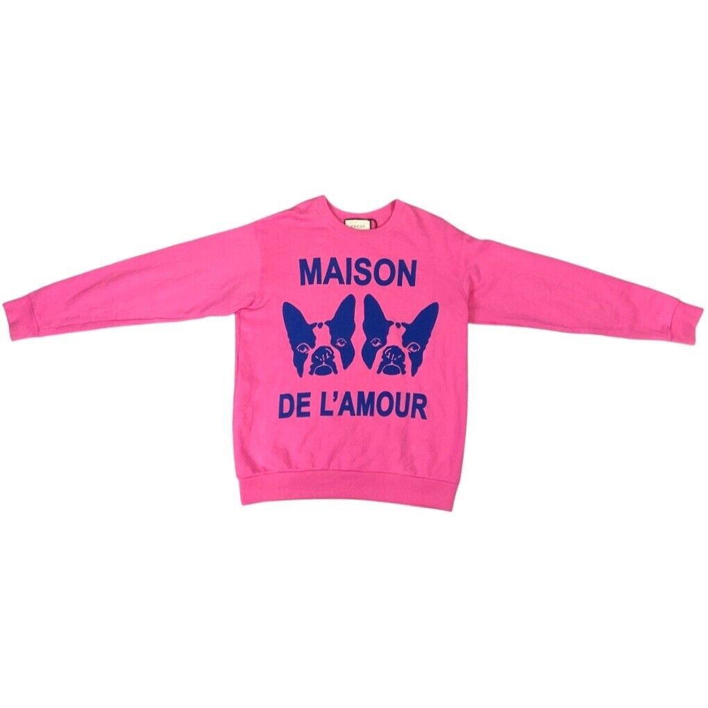 Fall 2018 Gucci Pink Maison de l’Amour Bosco Orso Crystal Sweater M