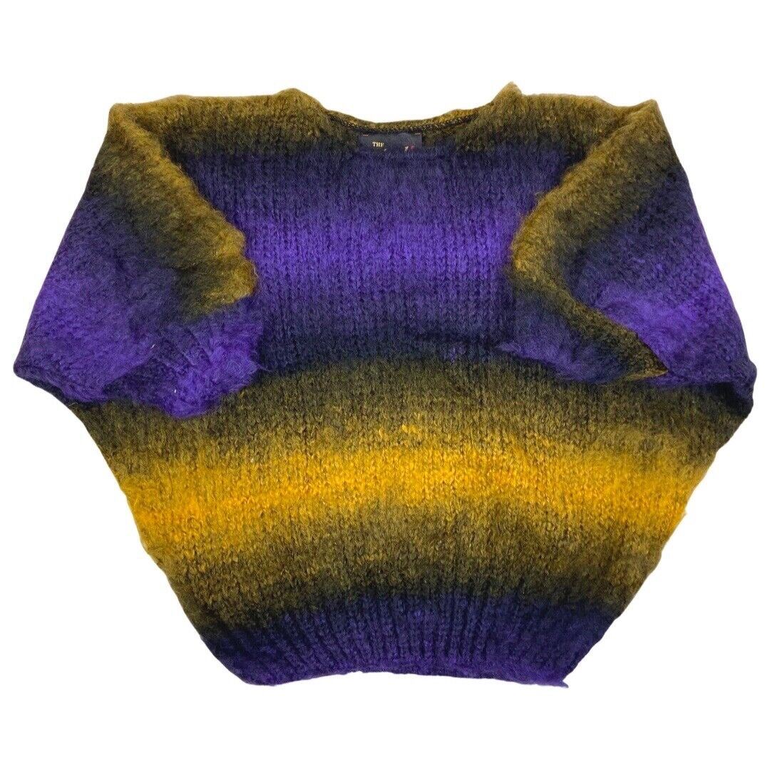 Vintage 80s Style Purple Yellow Batwing Gradient Knit 14 16 L