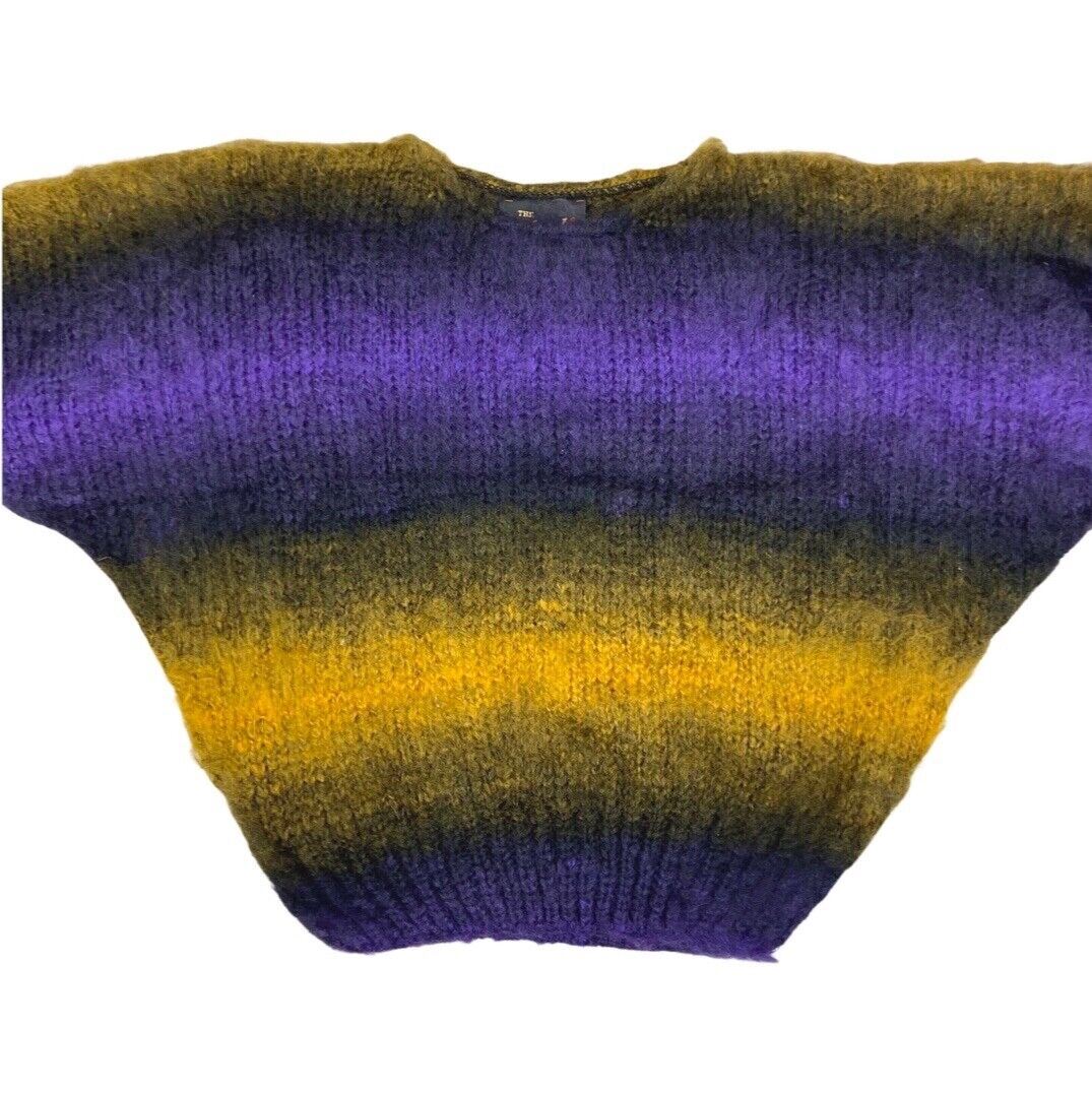 Vintage 80s Style Purple Yellow Batwing Gradient Knit 14 16 L