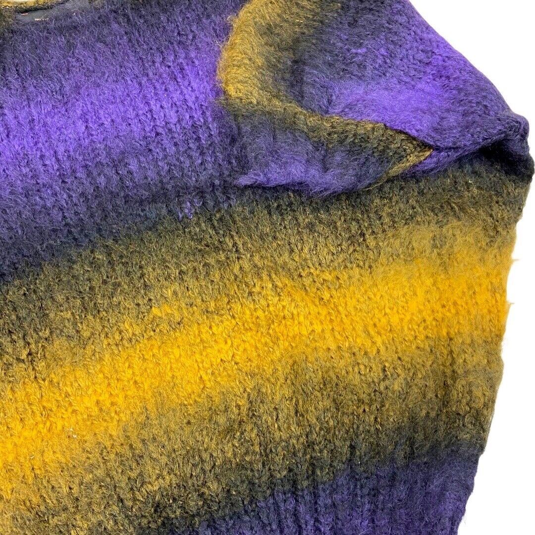Vintage 80s Style Purple Yellow Batwing Gradient Knit 14 16 L