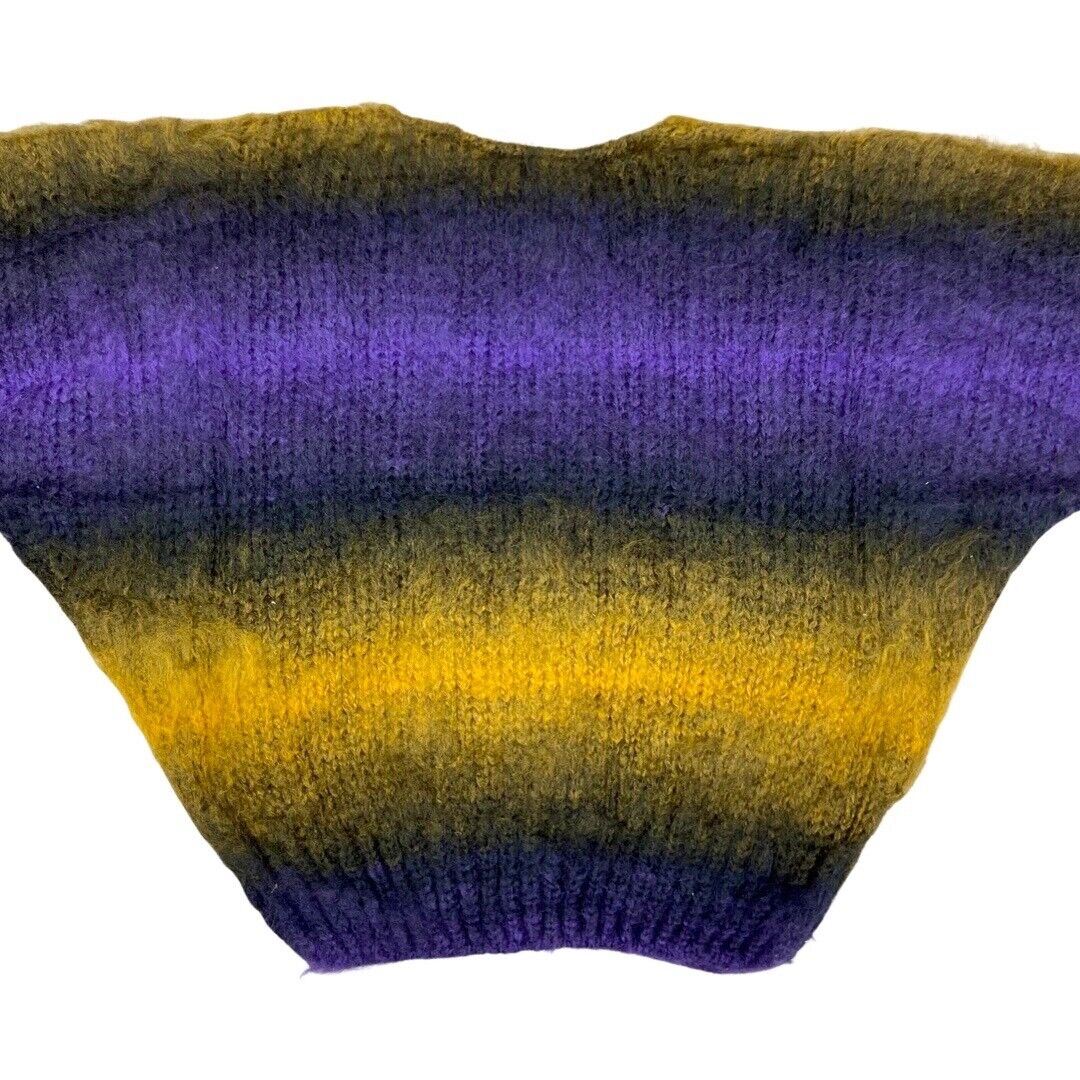 Vintage 80s Style Purple Yellow Batwing Gradient Knit 14 16 L