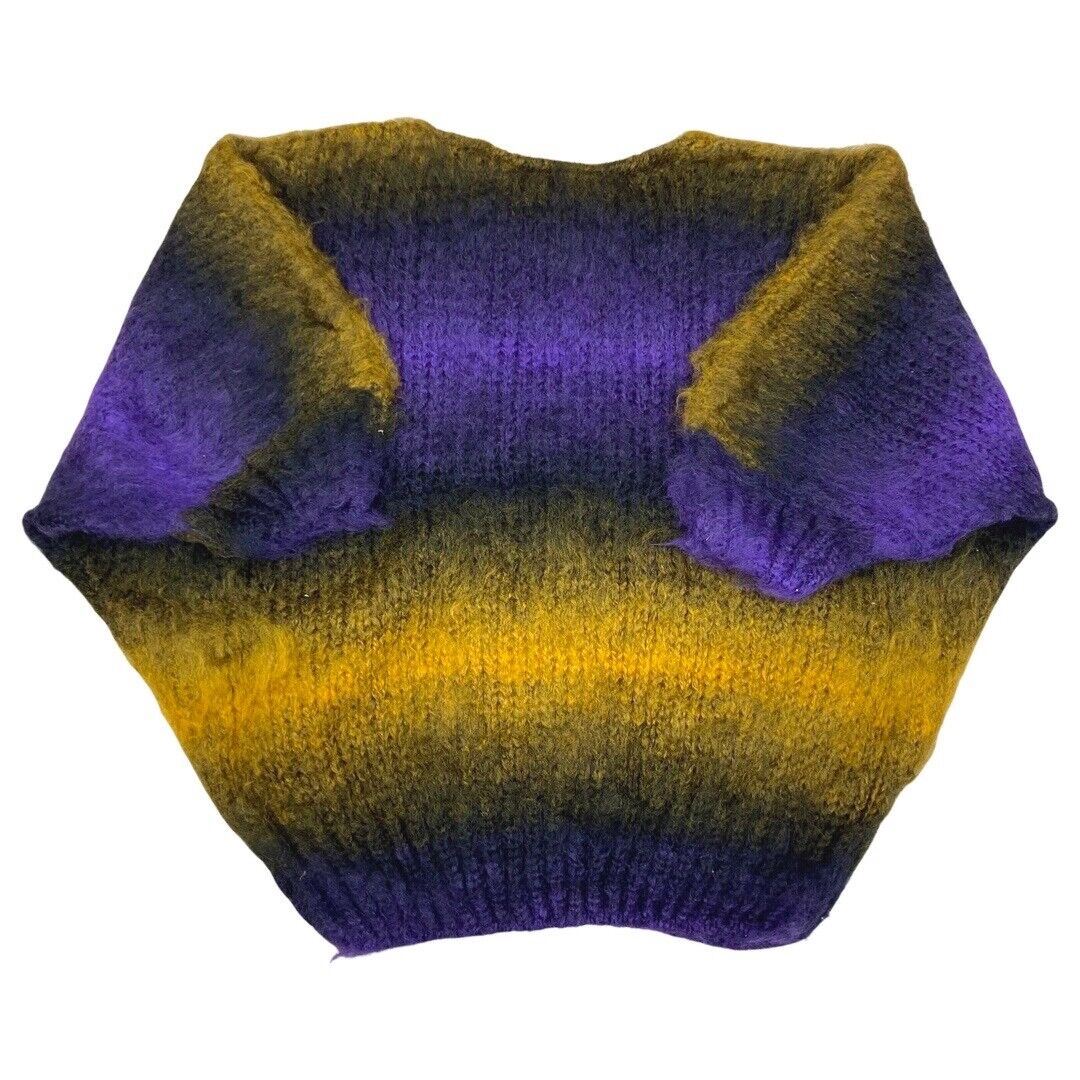 Vintage 80s Style Purple Yellow Batwing Gradient Knit 14 16 L