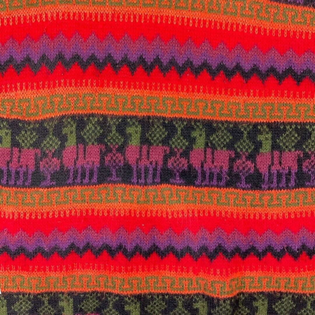Vintage 90s Red Purple Striped Zig-Zag Geometric Alpaca Knitted Jumper 14