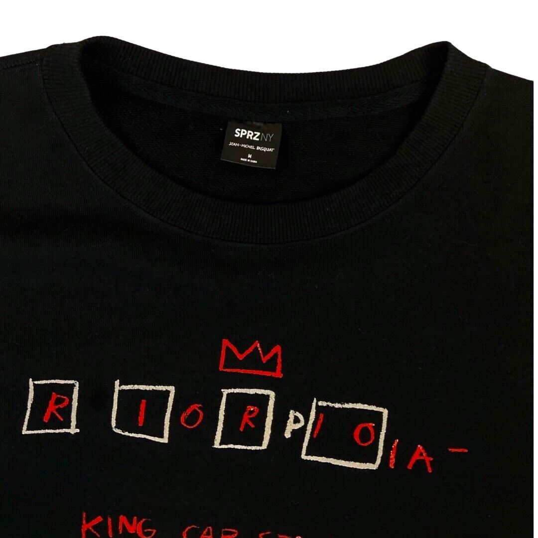 80s Style Black SPRZ NY Street Artist Jean Michel-Basquiat Graphic Sweatshirt M