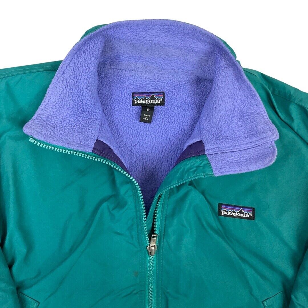 Vintage 80s 90s Green Patagonia Fleece Lined Jacket Coat 8 10