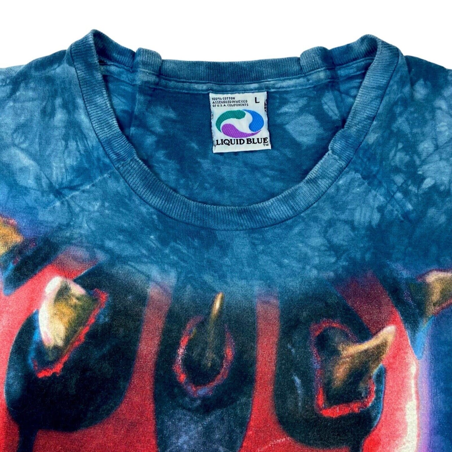 Vintage 90s Blue Tie Dye Liquid Blue Darth Maul Glow In The Dark T-shirt L