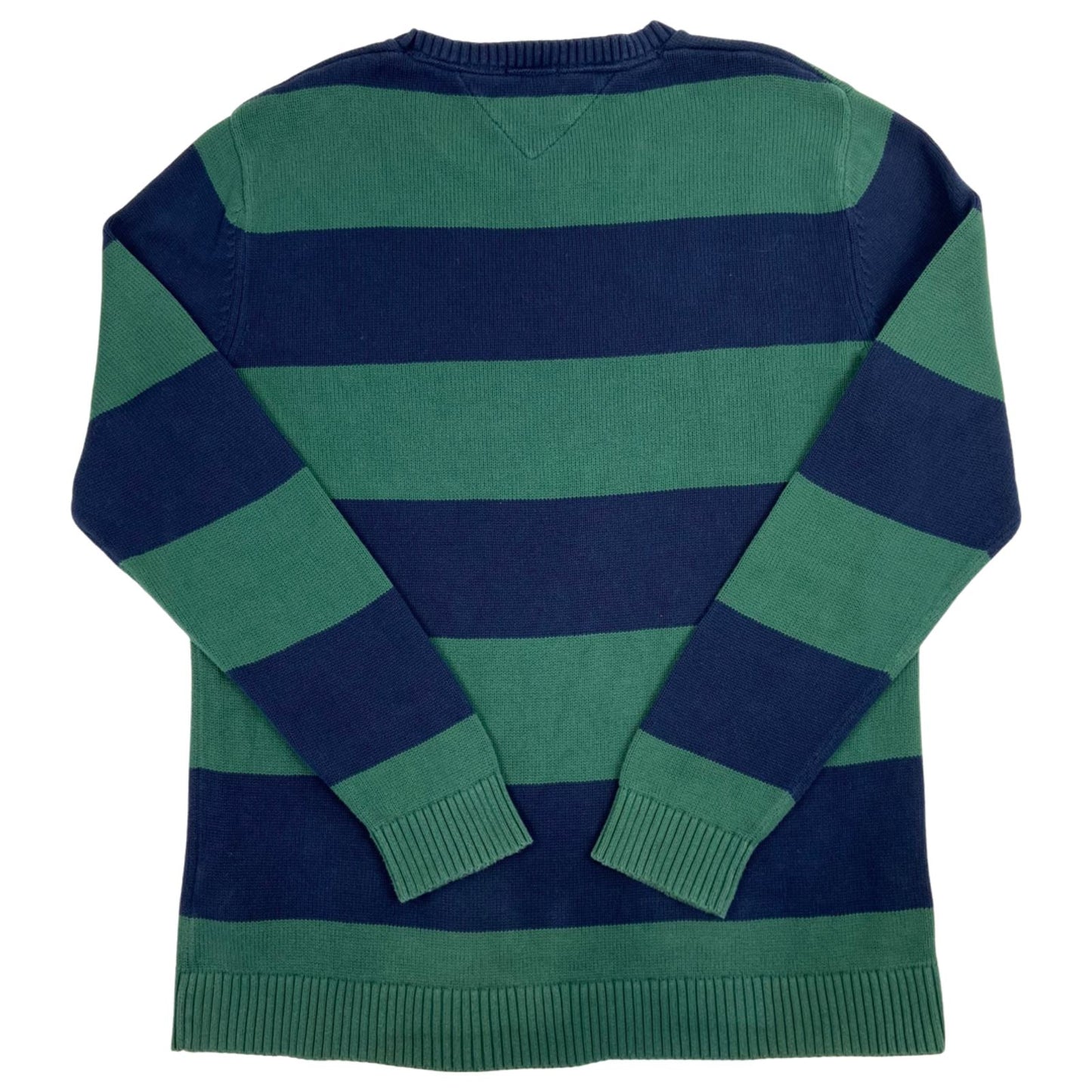 Vintage 90s 00s Navy Green Tommy Hilfiger Striped Knit Sweater XL