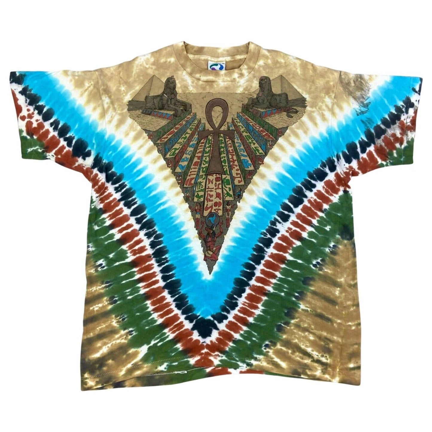 Vintage 1990s Brown Blue Liquid Blue Graphic Tie-Dye XL