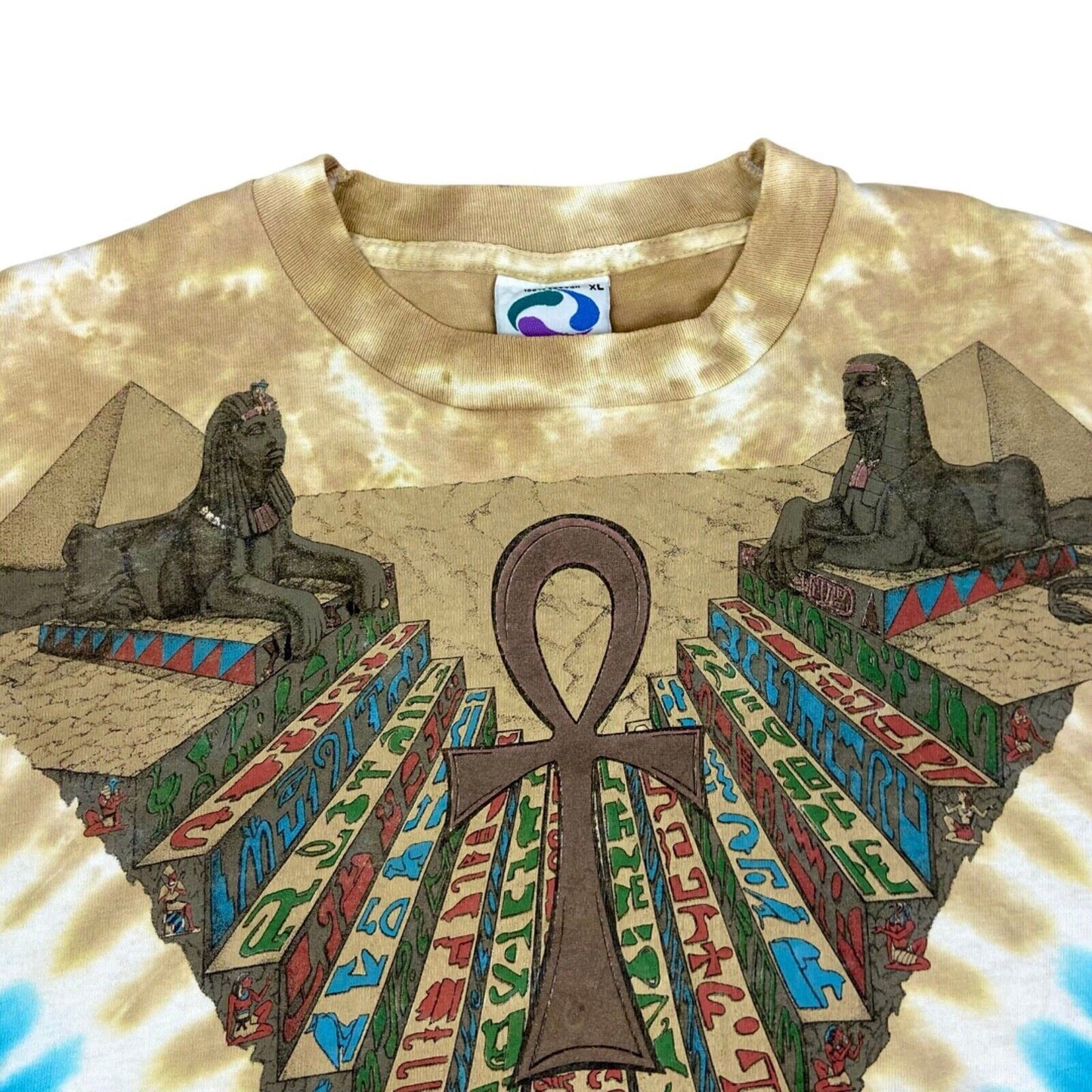 Vintage 1990s Brown Blue Liquid Blue Graphic Tie-Dye XL