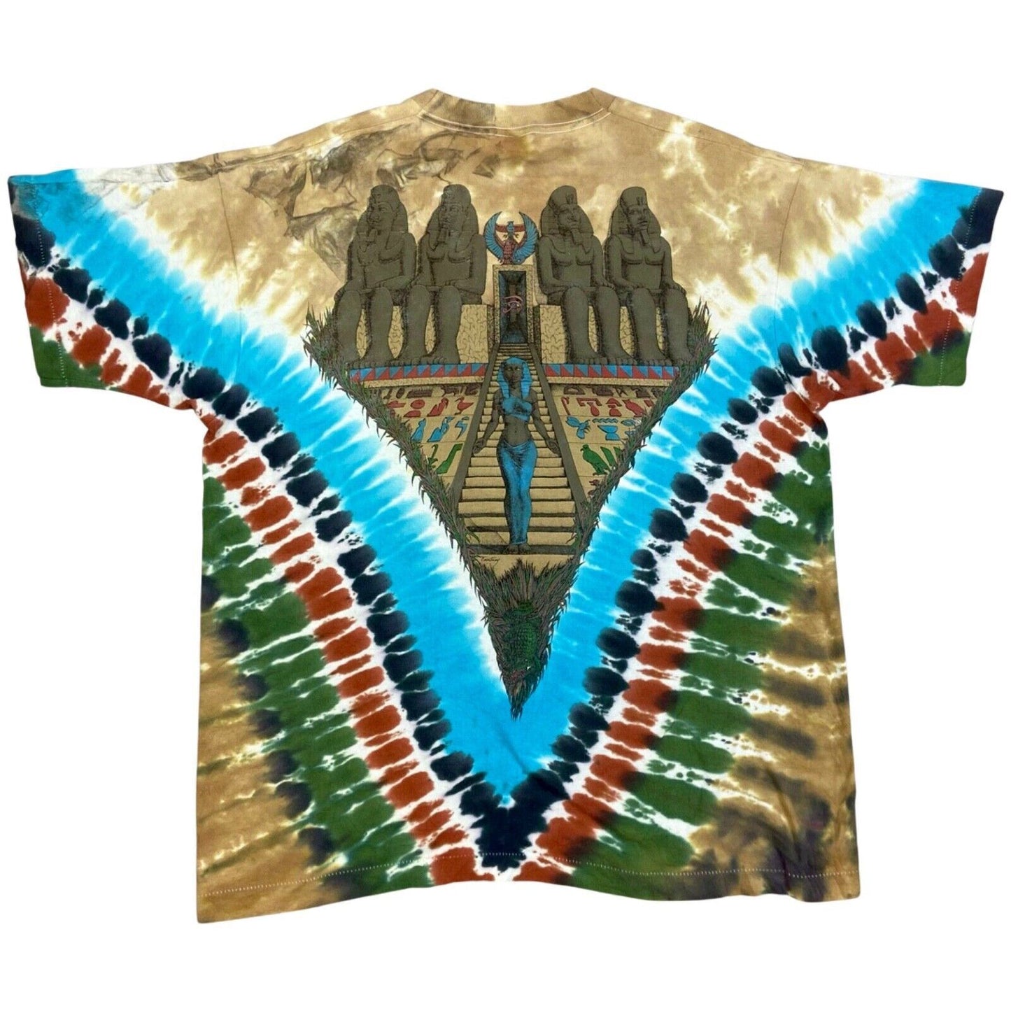 Vintage 1990s Brown Blue Liquid Blue Graphic Tie-Dye XL