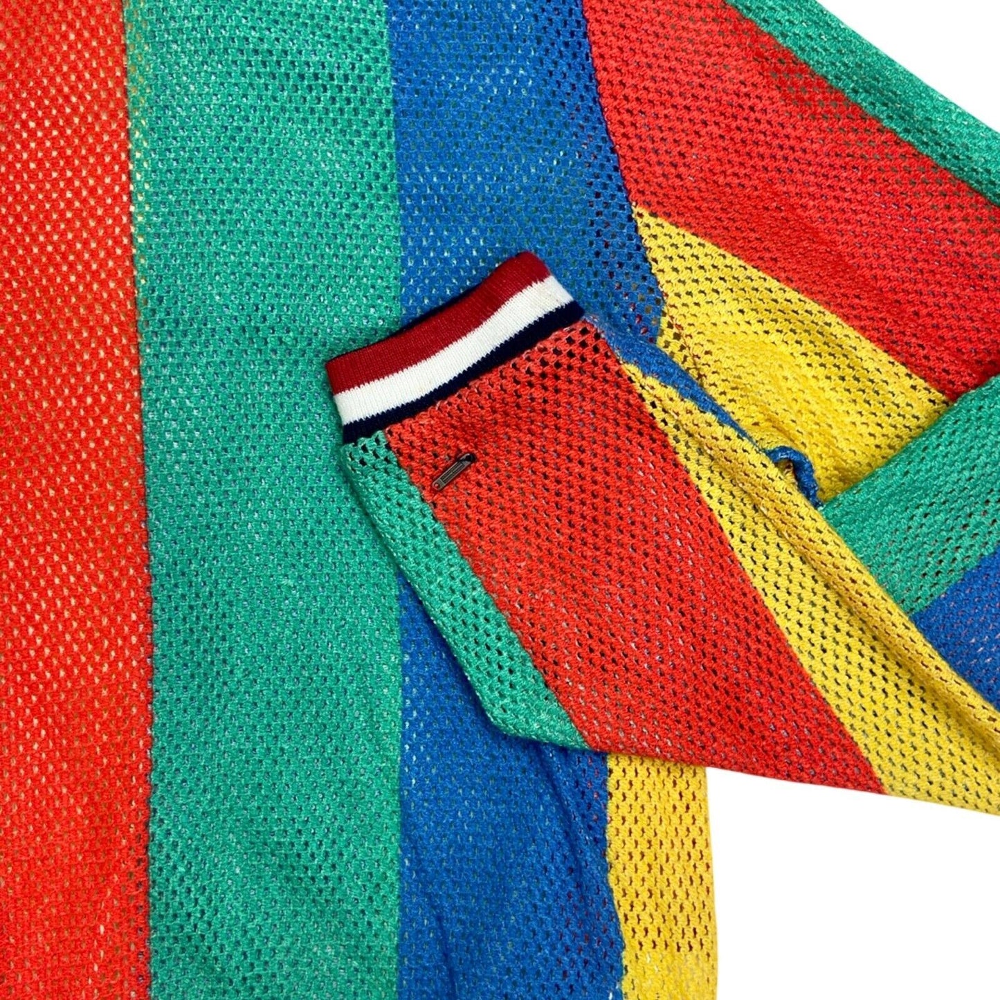 Vintage 90s Red Yellow Blue Tommy Hilfiger Mesh String Jacket 8 10 S
