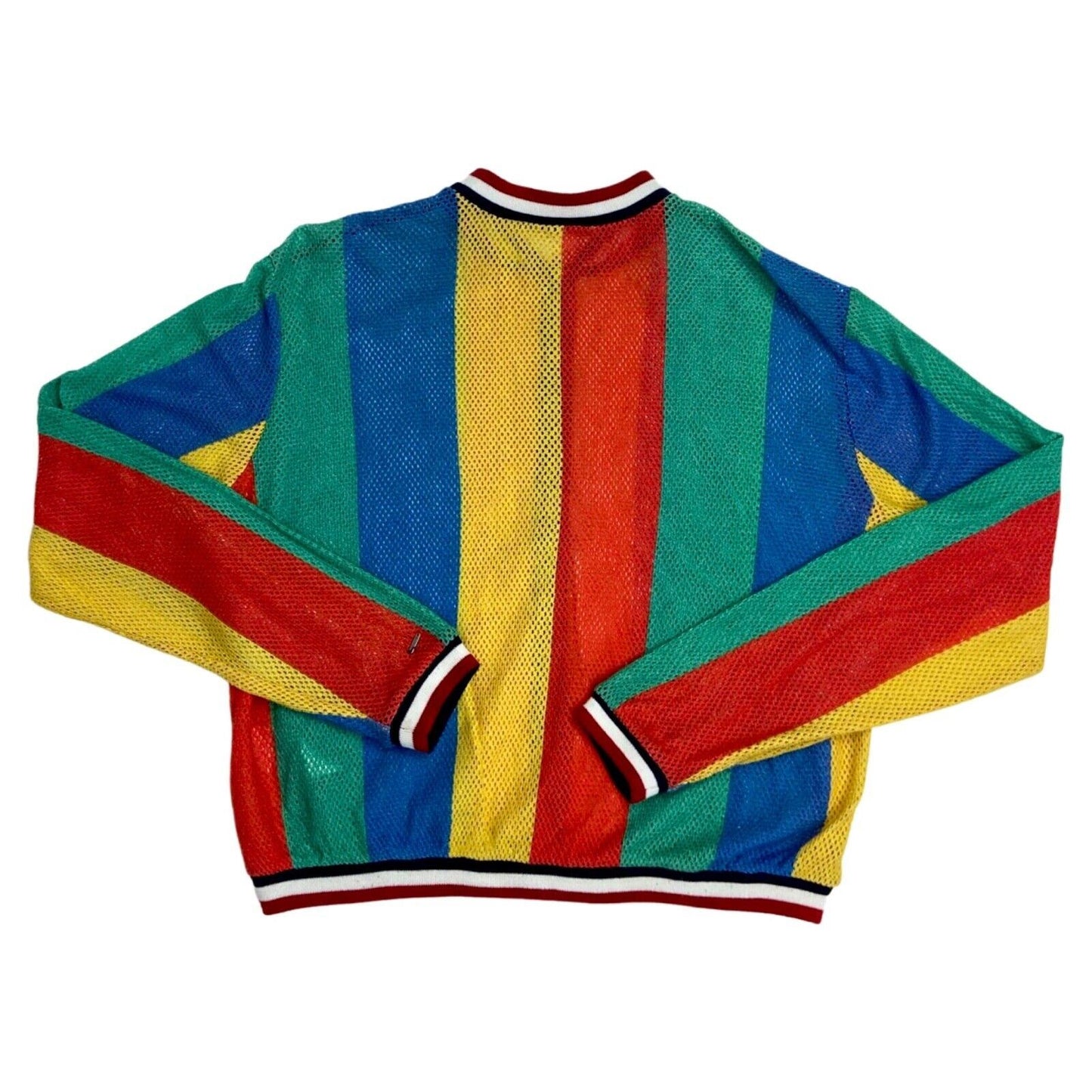Vintage 90s Red Yellow Blue Tommy Hilfiger Mesh String Jacket 8 10 S
