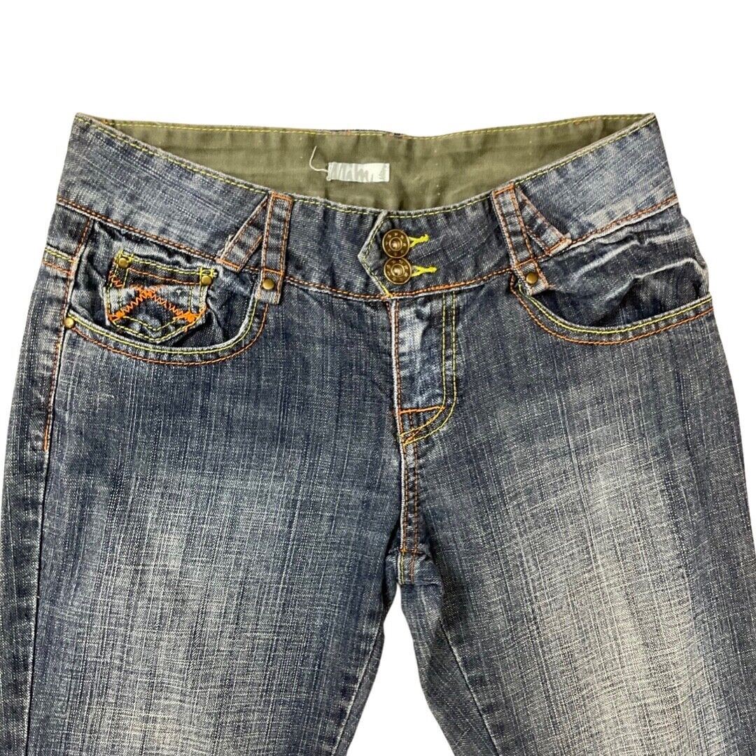 Vintage Y2K 00s Blue Denim Flared Hipster Low-Rise Jeans 8 10 S