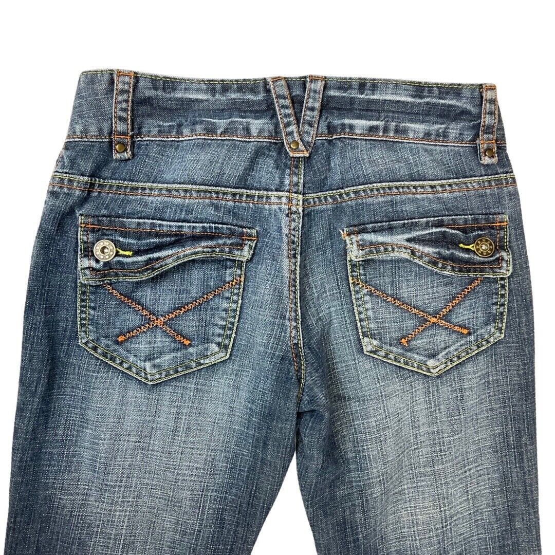 Vintage Y2K 00s Blue Denim Flared Hipster Low-Rise Jeans 8 10 S