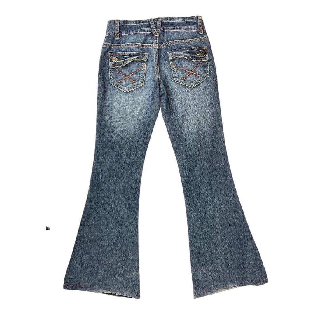 Vintage Y2K 00s Blue Denim Flared Hipster Low-Rise Jeans 8 10 S