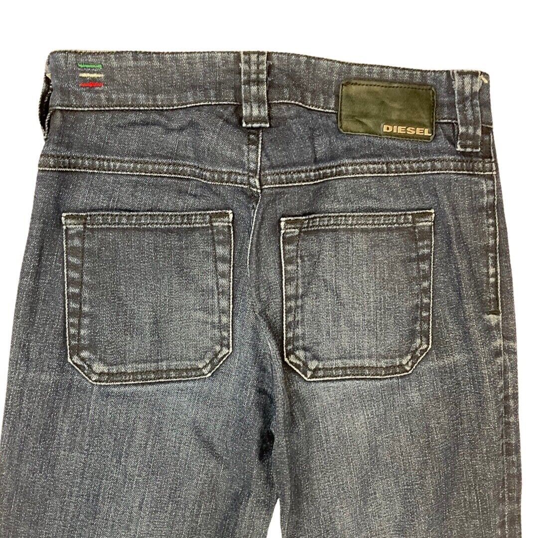 Vintage 90s Y2K Dark Blue Diesel Metal Distressed Bootcut Denim Jeans S 8 10