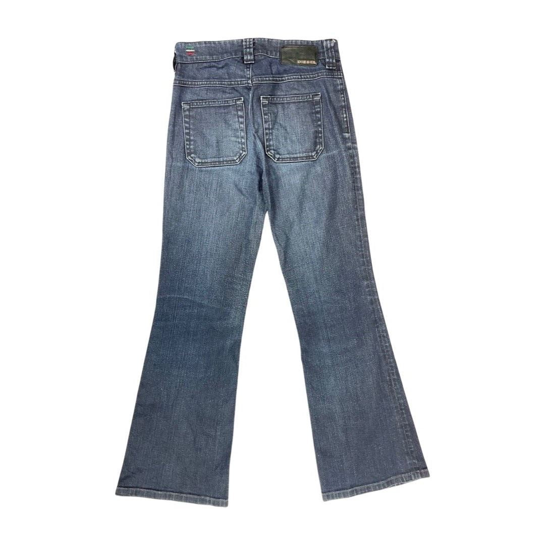 Vintage 90s Y2K Dark Blue Diesel Metal Distressed Bootcut Denim Jeans S 8 10