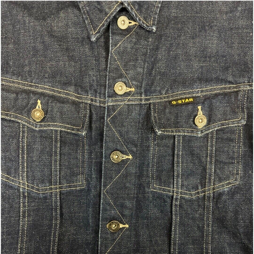 Vintage Y2K Dark Blue G-Star Contrast Stitch Jeans Denim Jacket 42 Chest M
