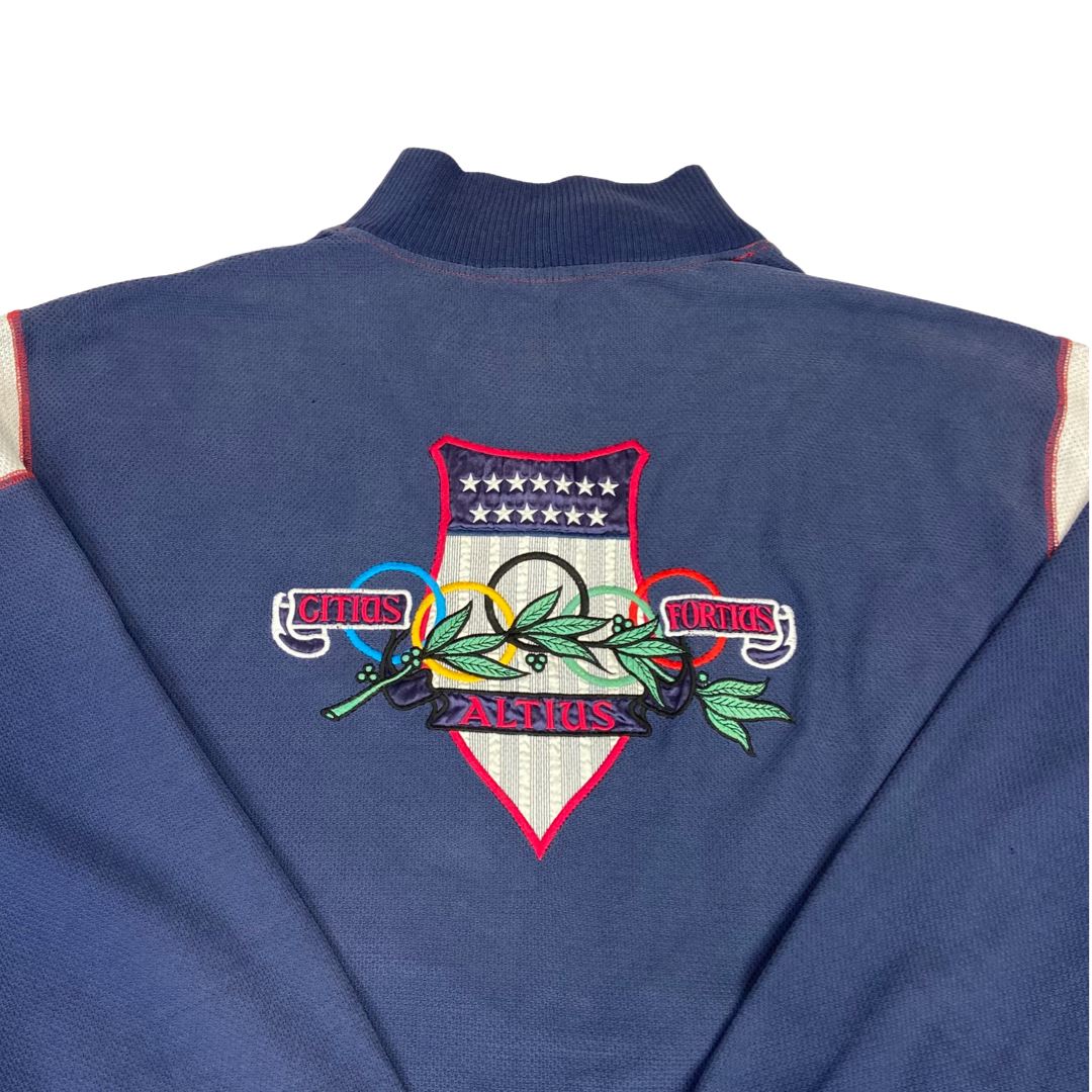 Vintage 90s Blue Grey Olympic Centennial Collection Adidas Oversized Jumper XL