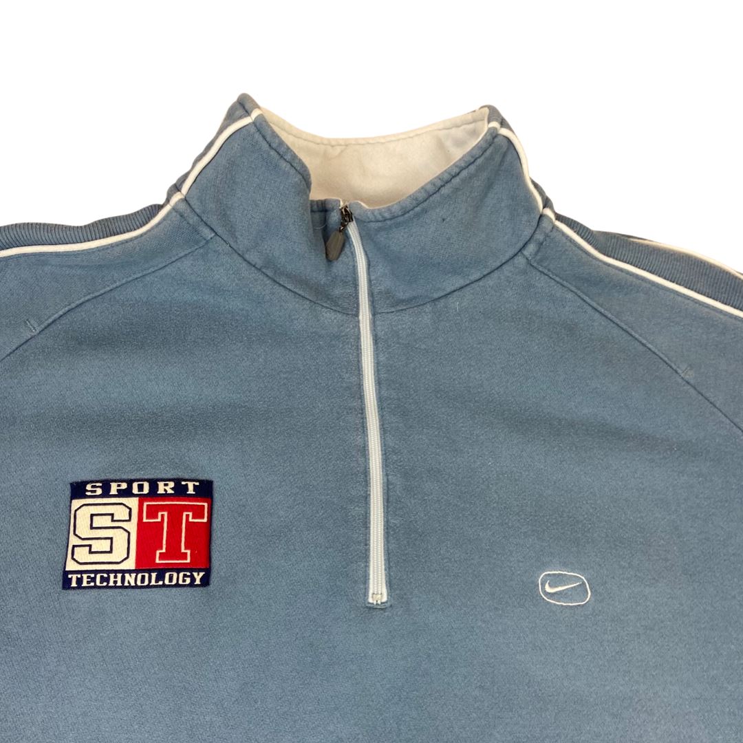 Vintage 90s Blue Nike Sports Technology Embroidered 1/4 Zip Jumper XL