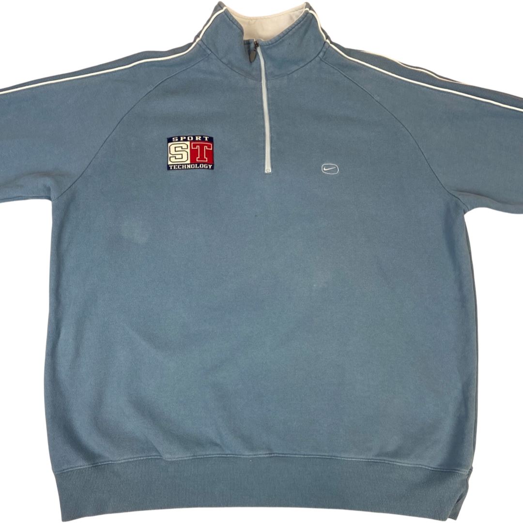 Vintage 90s Blue Nike Sports Technology Embroidered 1/4 Zip Jumper XL