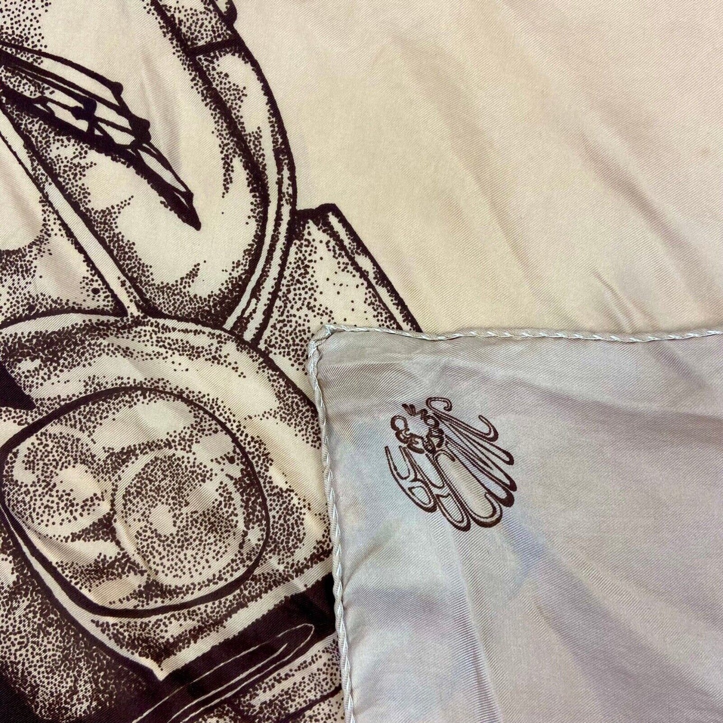 Vintage Rare Brown Porche Silk Scarf