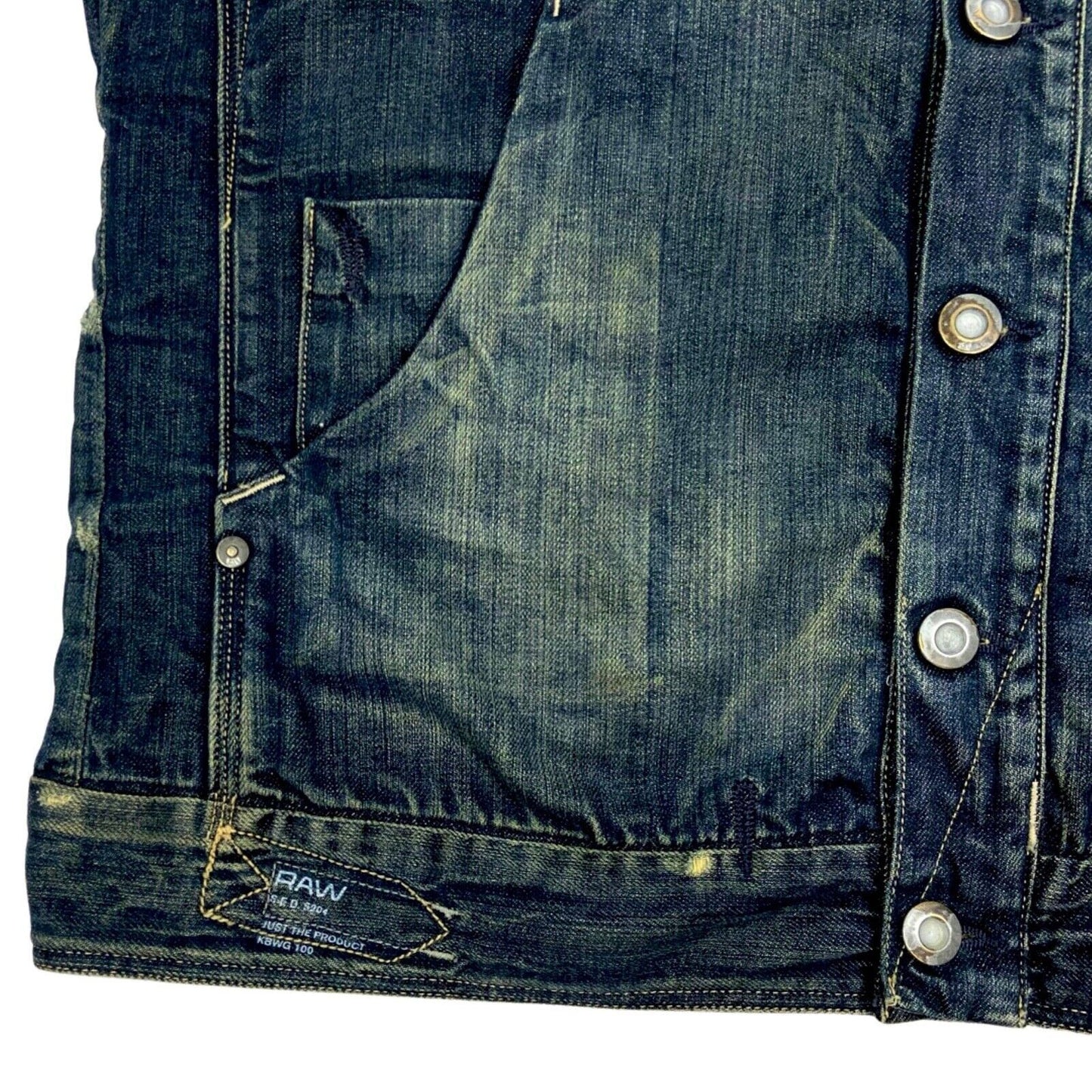 Vintage Y2K Blue Distressed Acid Wash G-Star Denim Jacket L