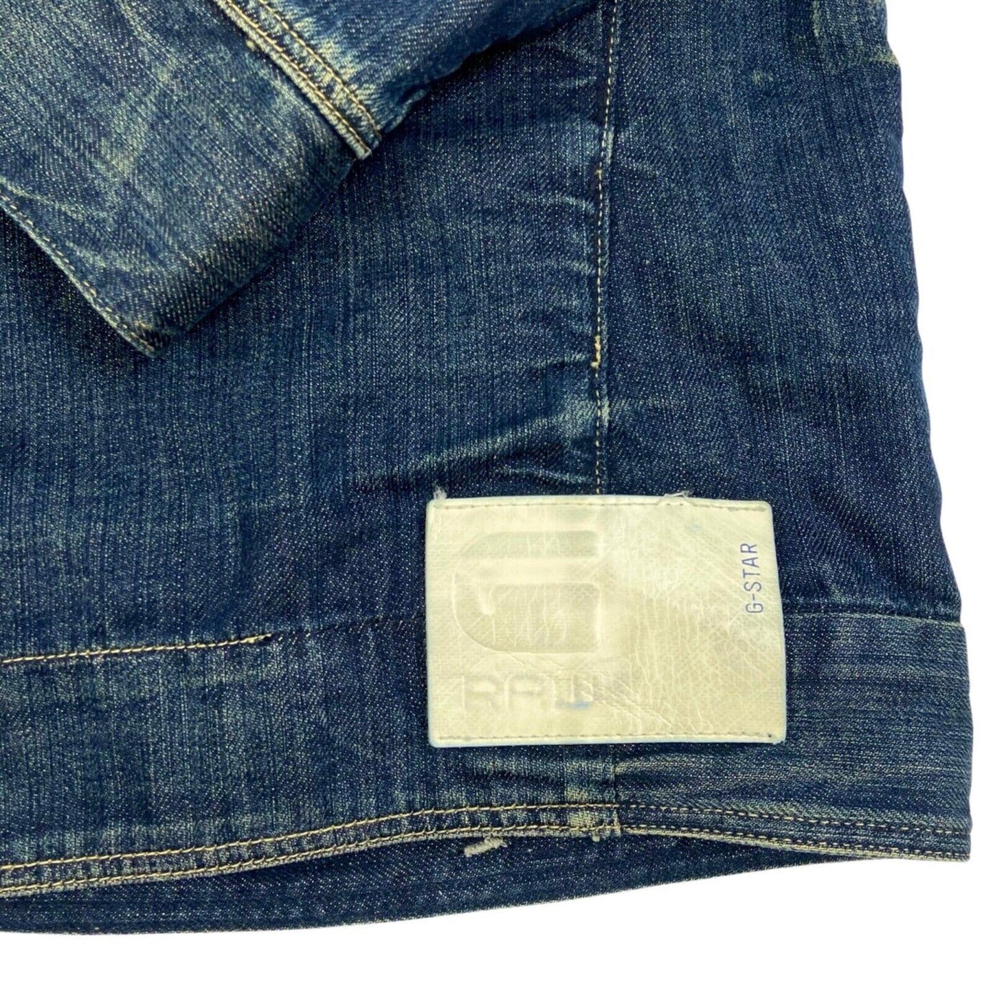 Vintage Y2K Blue Distressed Acid Wash G-Star Denim Jacket L