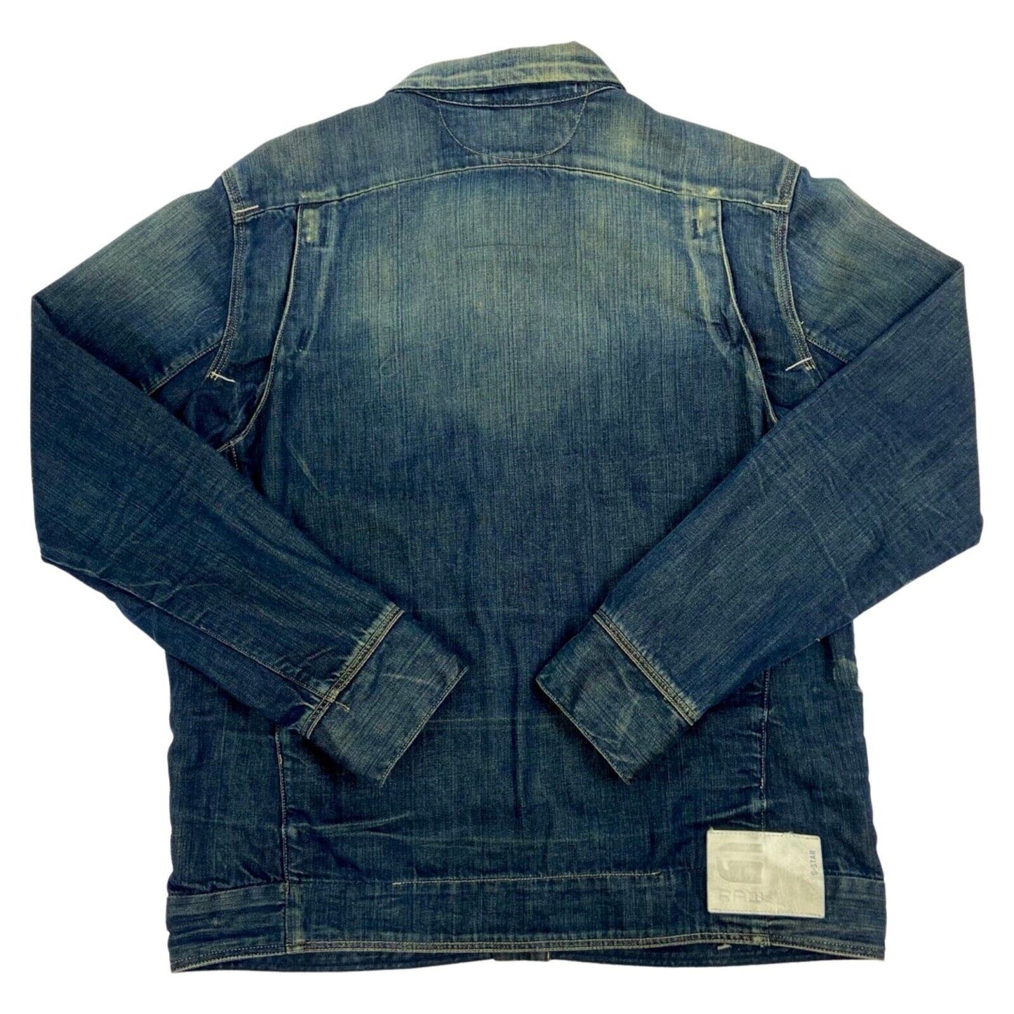 Vintage Y2K Blue Distressed Acid Wash G-Star Denim Jacket L