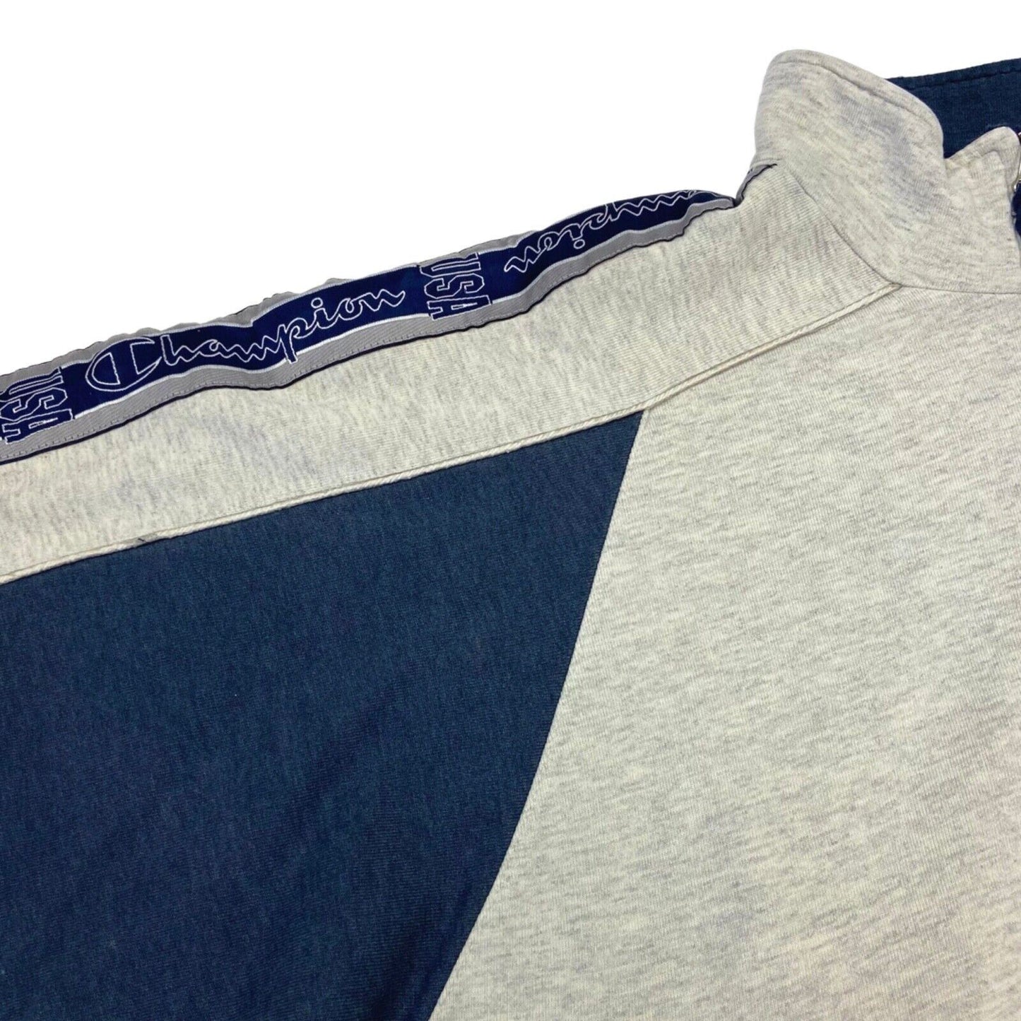 Vintage 90s Grey Blue Champion 1/4 Zip Jumper XL