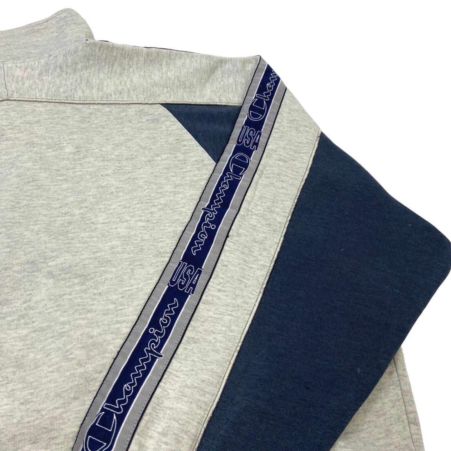 Vintage 90s Grey Blue Champion 1/4 Zip Jumper XL