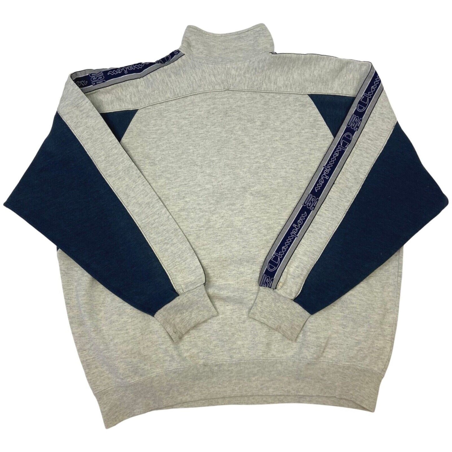 Vintage 90s Grey Blue Champion 1/4 Zip Jumper XL