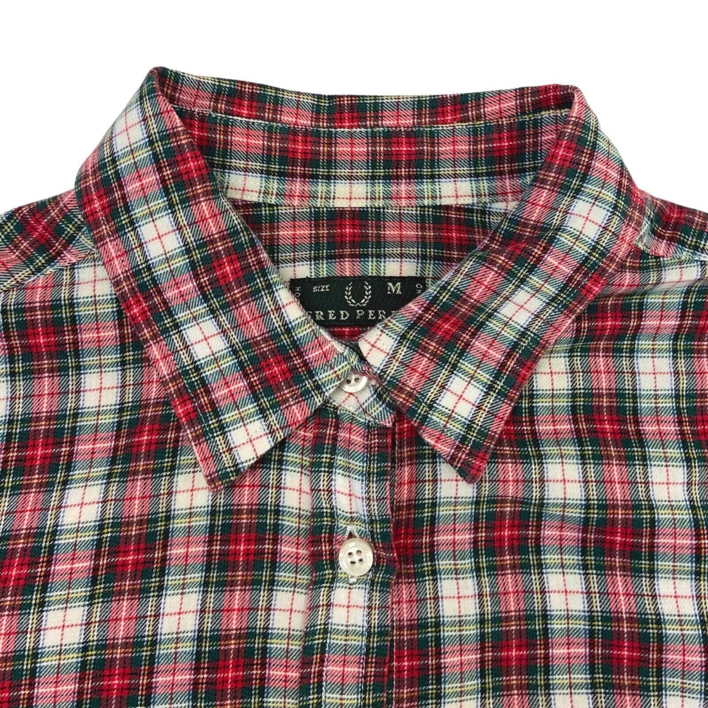 Vintage 90s 00s Red Green Plaid Fred Perry Button Down Long Sleeve Shirt S