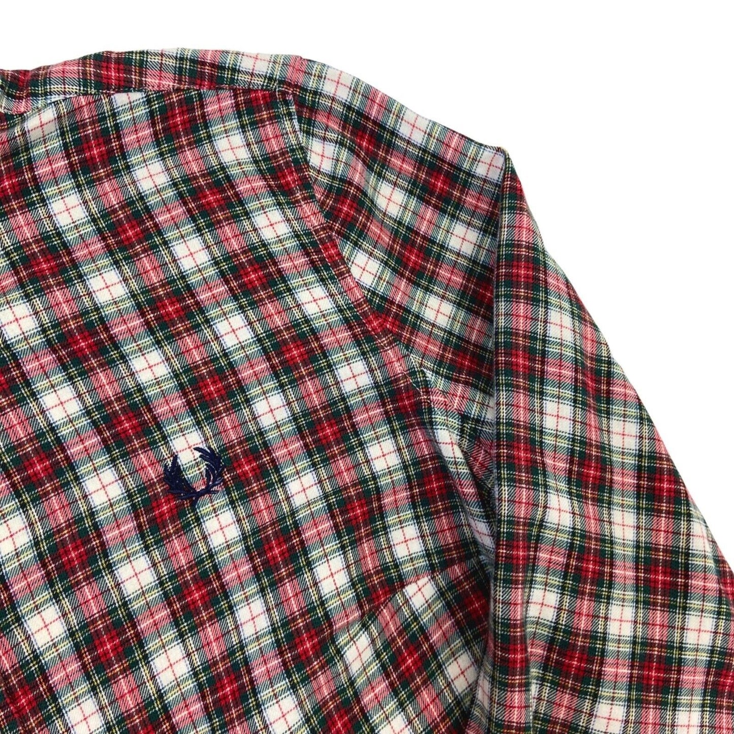 Vintage 90s 00s Red Green Plaid Fred Perry Button Down Long Sleeve Shirt S
