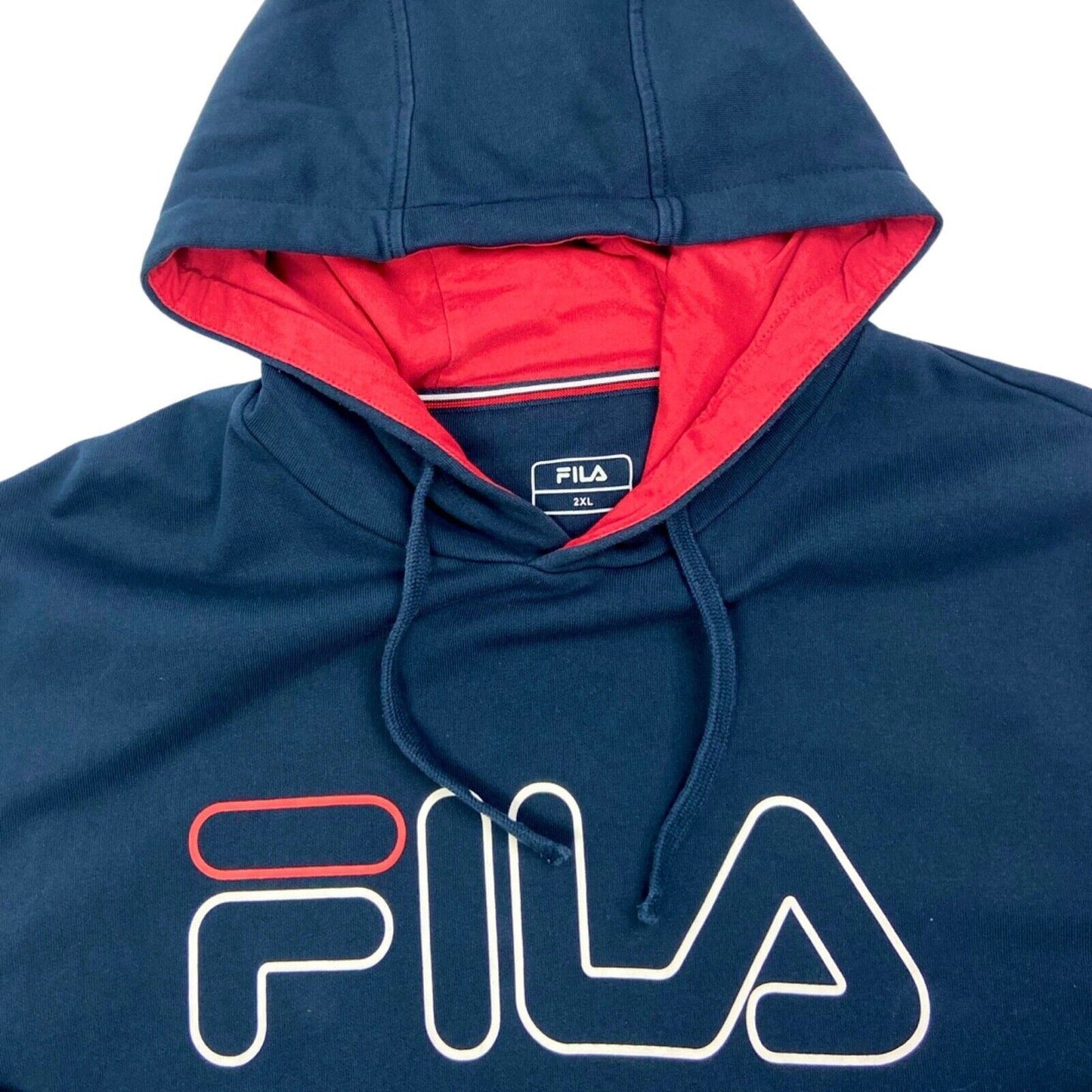 Vintage 90s 00s Navy Fila Spell Out Hoodie L