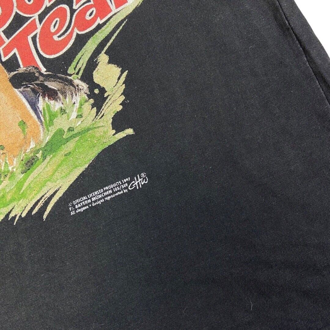 Vintage Rare 1997 Black Bayern Munich Graphic Print T-shirt S