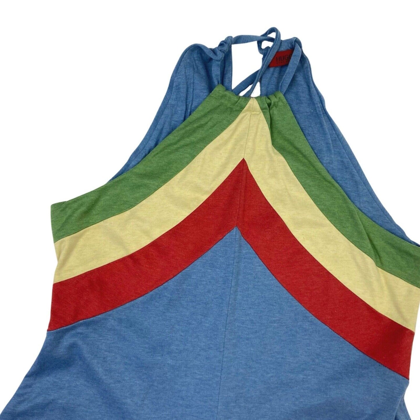 Vintage Y2K Blue Red Green Yellow Hugo Boss Halter Neck Dress M