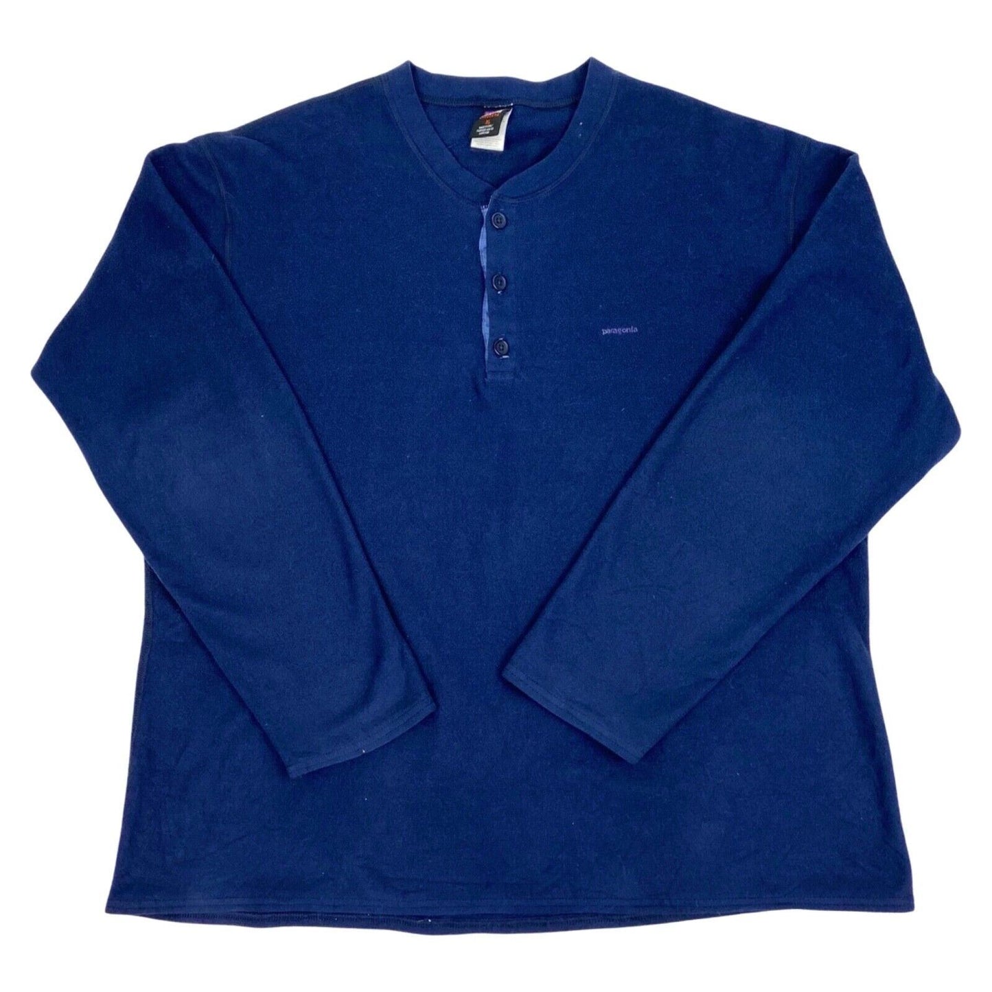 Vintage 90s 00s Navy Patagonia Long Sleeve Fleece 3 Button T-shirt XL