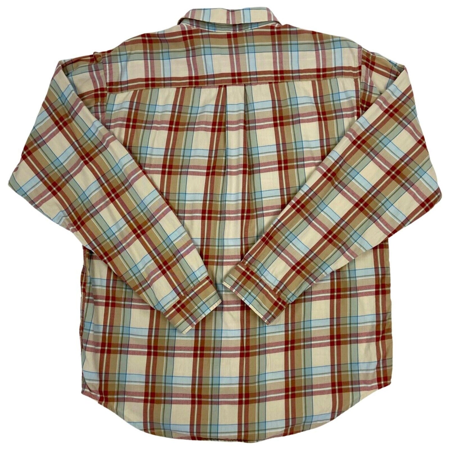 Vintage 2000s Patagonia Cream Red Blue Checked Long Sleeve Casual Shirt Large