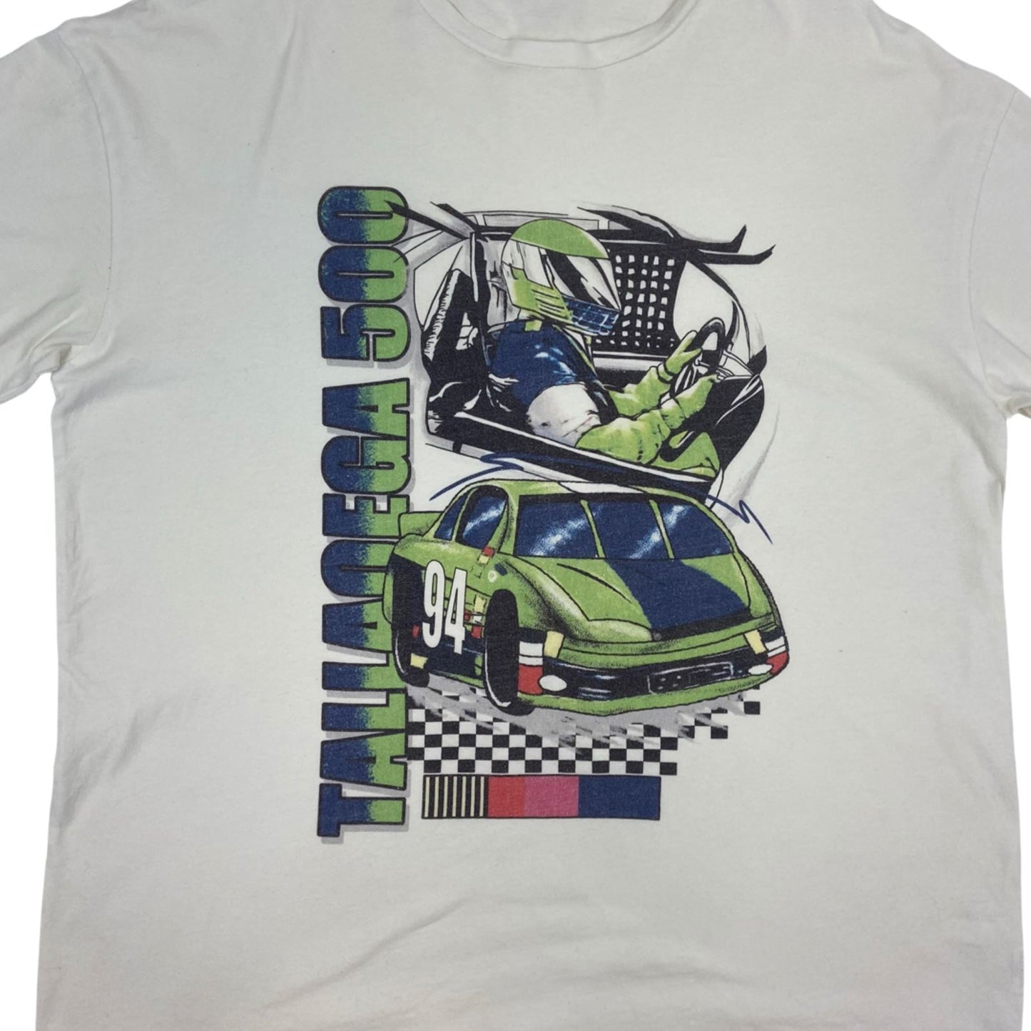 Vintage Y2K White Nascar Graphic Printed T-shirt L