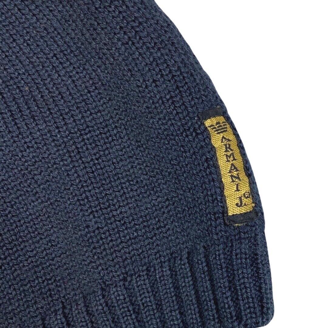 Vintage 90s 00s Navy Blue Embroidered Armani Jeans Knit Sweater L