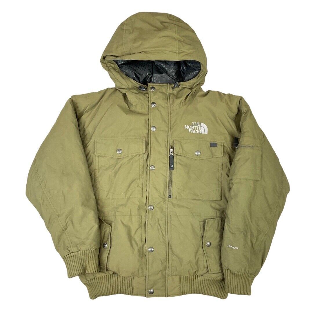 Vintage 90s Khaki Green The North Face Hooded Puffa Coat L
