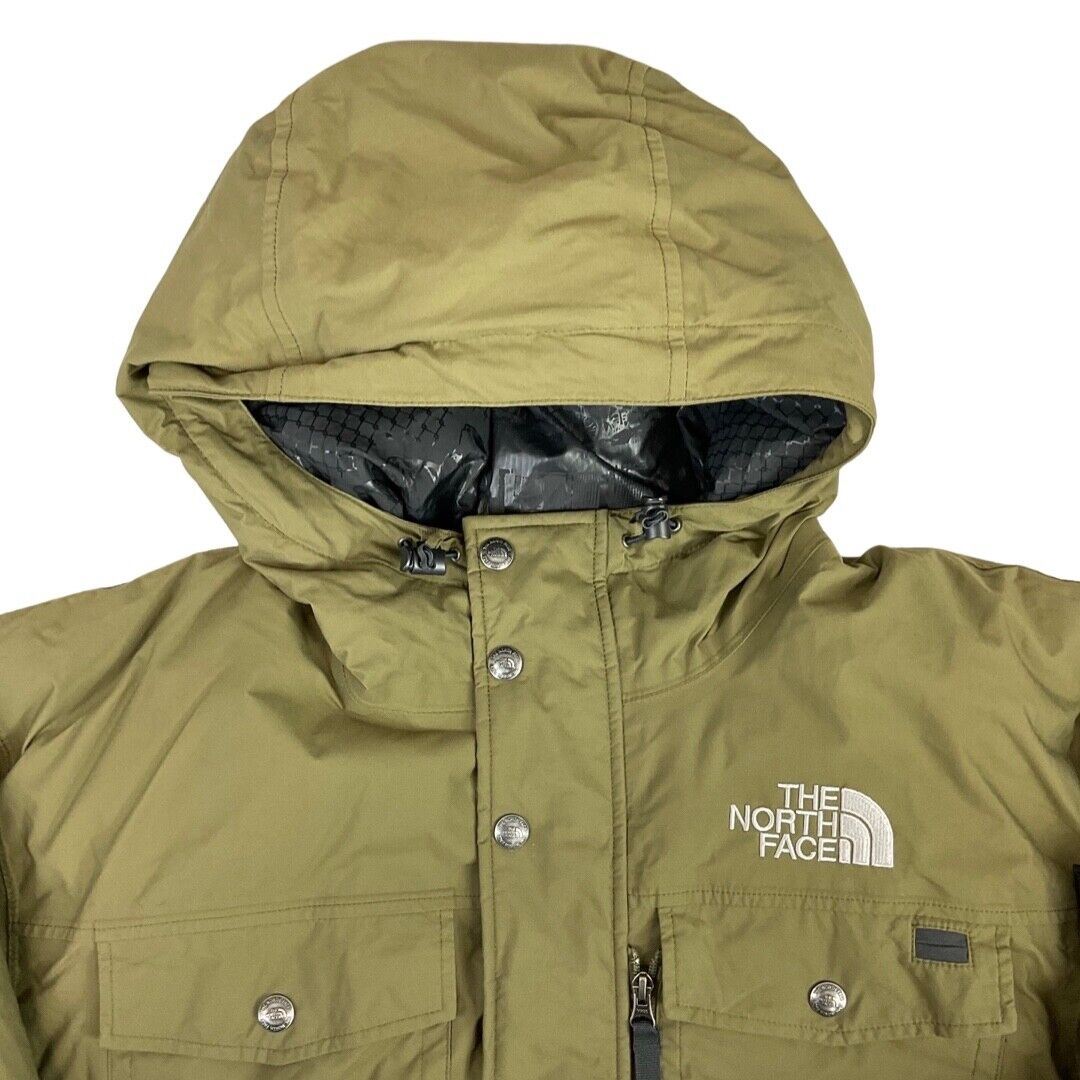 Vintage 90s Khaki Green The North Face Hooded Puffa Coat L